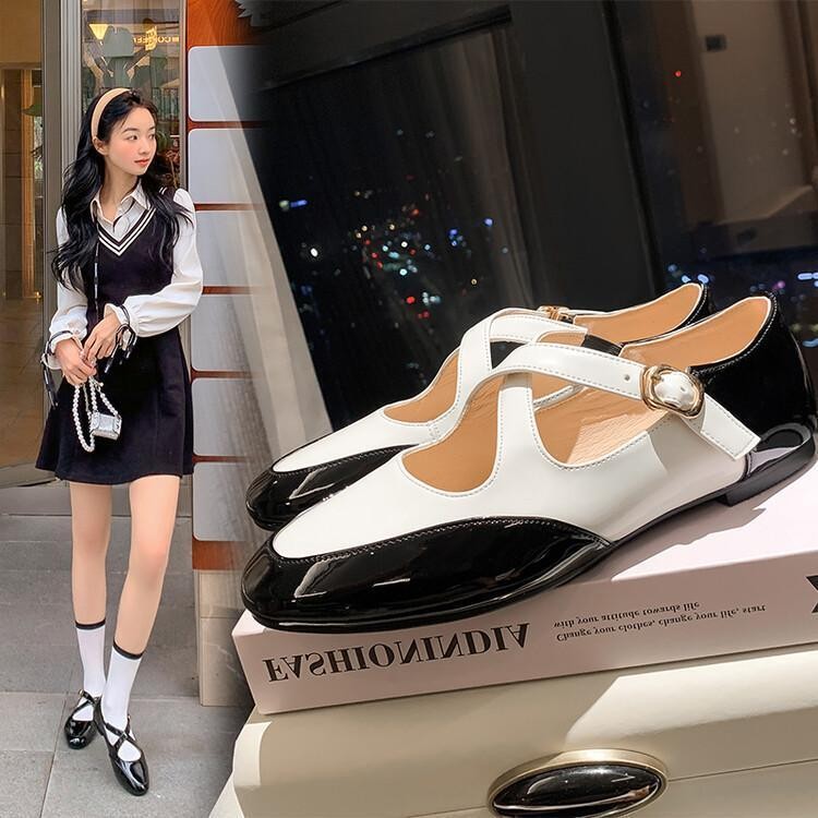Women College Fashion Pumps Leisure Dance Work Round Toe Buckle Strap Flat Shoes