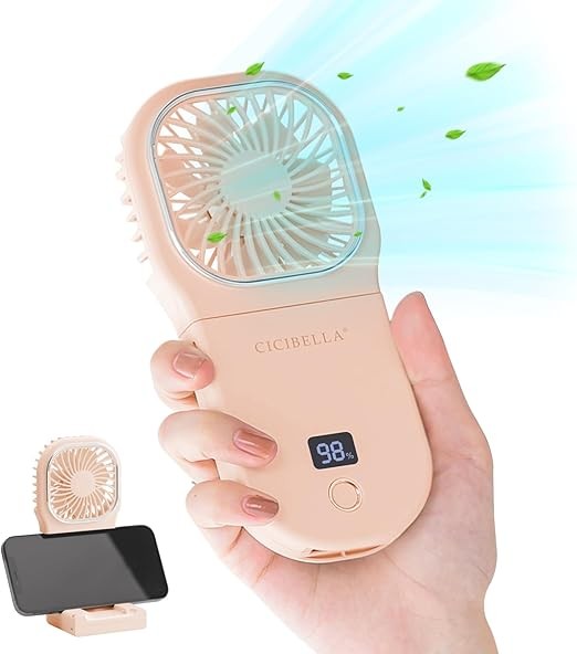 Portable Fan, Handy Fan, Baby Pink, 180° Folding, 4 Levels of Air Flow Adjustment, 7 Blades, Handheld Fan, Rechargeable, USB Fan, Silent, Handheld, Contact, Desktop, Neck Hang, Mini Fan, Small Fan,