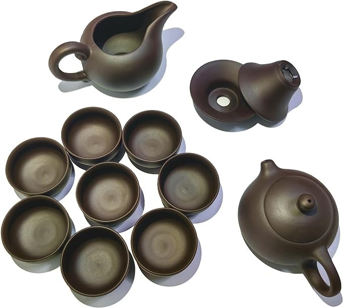 Portable Chinese Tea Pot Set, Ceramic Mini Kungfu Tea Set Gift Bag All in One for Outdoor Picnic Business Hotel