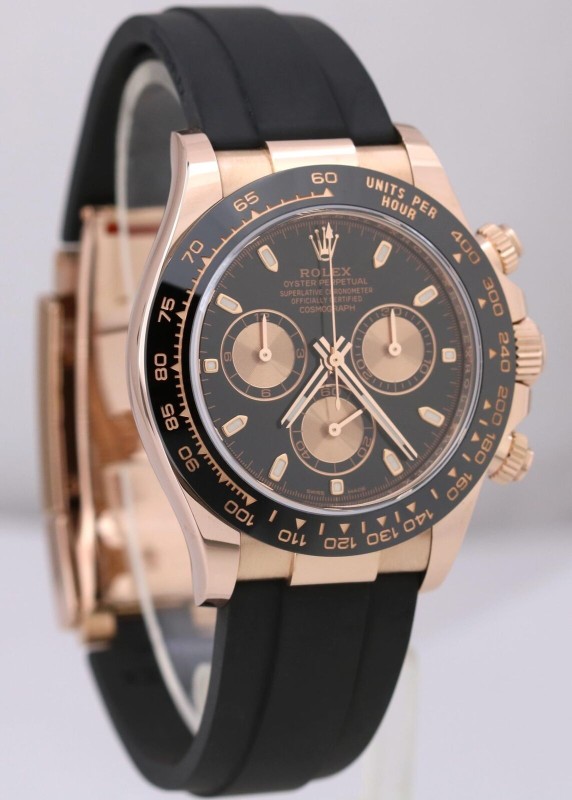 MINT 2023 Rolex Daytona Cosmograph 18K Rose Gold BLACK Oysterflex 116515 BOX